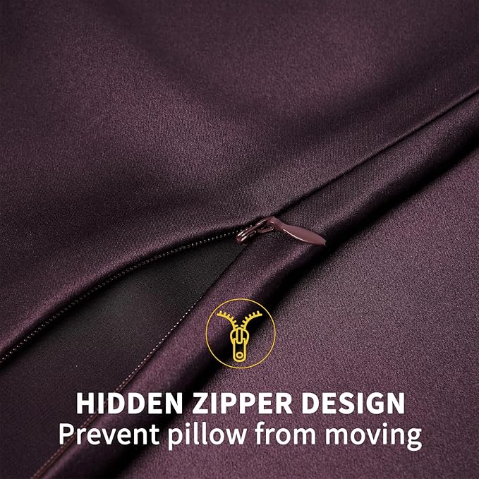ZIMASILK 100% Pure Mulberry Silk Pillowcase for Hair and Skin Health,Soft and Smooth,Both Sides Premium Grade 6A Silk,600 Thread Count,with Hidden Zipper,1pc(Standard 20''x26'',Eggplant Purple)
