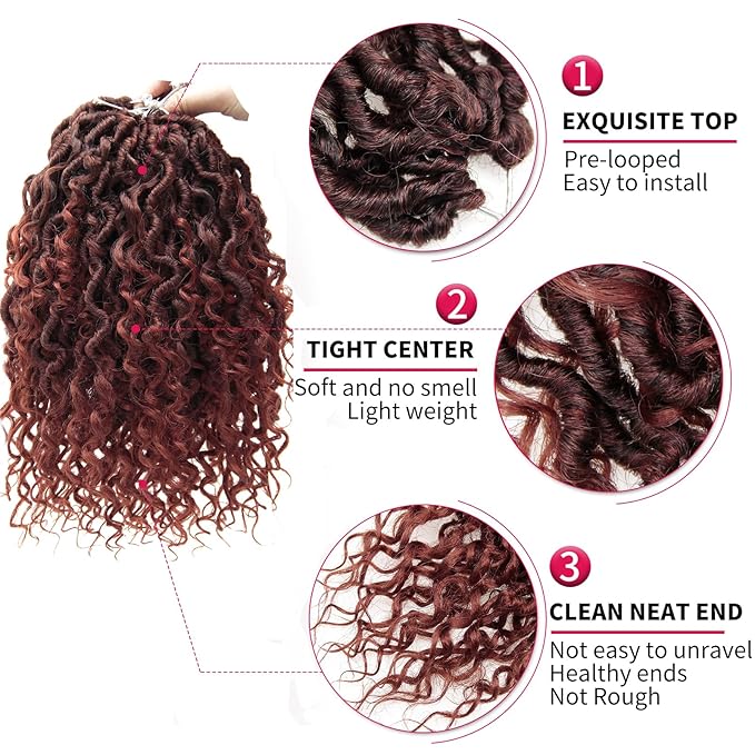 Goddess Locs Crochet Hair 10Inch 8Packs Faux Locs Crochet Hair Short Boho Locs Curly Crochet locs Crochet Hair Hippie Locs Bohemian Locs Crochet Braids for Black Women(1B/350, 10inch(Pack of 8))