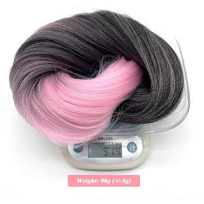 Pre Stretched Braiding Hair Ombre Black Pink Braiding Hair Pre Stretched Colored Hair Extensions for Braiding Box Braids Crochet Hair Pink Weave Prestretched Braiding Hair 26 inch 3 pack