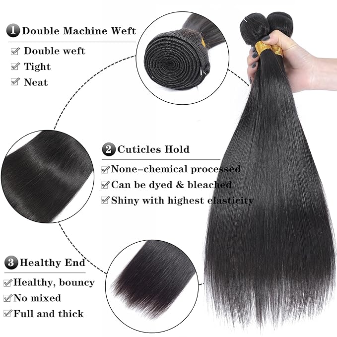 Brazilian Virgin Straight Hair One Bundles 18 Inch 100% Unprocessed Virgin Remy Hair Straight Human Hair Bundles Natural Black Bundles Weave Hair Extensions For Black Women