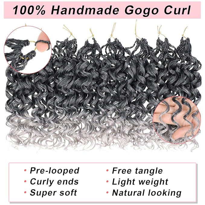 10 Inch Gogo Curl Crochet Hair 8 Packs Natural Black Ocean Wave Crochet Hair Deep Twist Pre-looped Goddess Box Braids Short Curly Water Wave Synthetic Braiding Hair for Women (16Strands/pack Torange#)