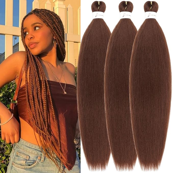 Pre-Stretched 24 Inch Hair Extension, 3 Packs, Braiding Hair, Synthetic, 30#, for Braids, Twists, and Locs