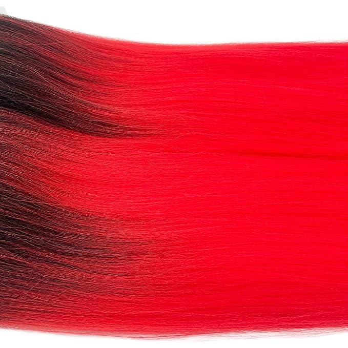 Red Ombre Braiding Hair Pre Stretched Prestressed Braiding Hair Ombre Weave Colored Hair Extensions for Braids Fake Synthetic Hair for Braiding (26 In 3 Packs)