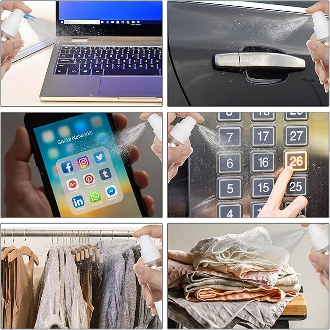 APACALI 50pcs 2 Oz Clear Fine Mist Spray Bottles, Reusable, Leak-Proof, Mini Travel Empty Spray Bottles for Perfume, Plant, etc. (60ml)