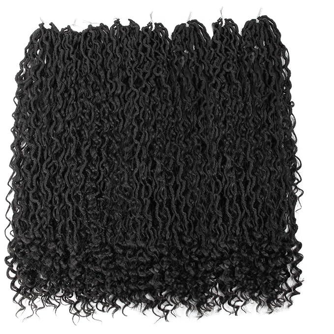 Goddess Locs Crochet Hair 26Inch 8Packs Boho Faux Locs,Crochet Loc With Curly Ends River Hippie Bohemian Loc Crochet Hair for Black Women(1B, 26inch(Pack of 8))