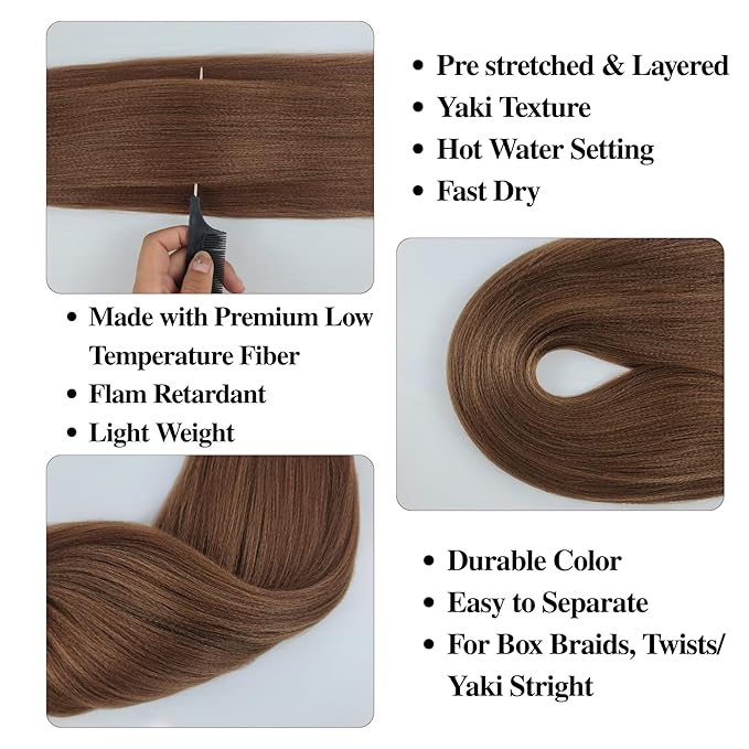 Brown Prestretched Braiding Hair 26 Inches Long Synthetic Braiding Hair Colorful Inch Free Ez Braid Prestretched Knotless Braids