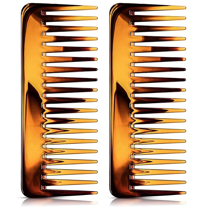 Patelai Wide Tooth Comb Large Hair Detangling Comb for Curly, Wet Dry Hair, No Handle Detangler Accessories(Brown)