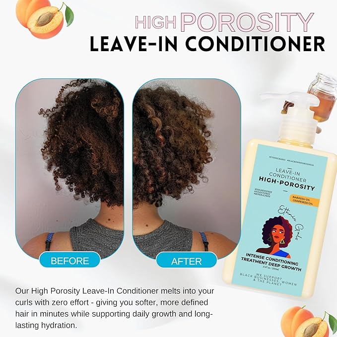Ethnic Gals High Porosity Leave In Conditioner, with Shea Butter & Aloe - 9.5 fl oz - Deep Moisturizing Conditioner Hydration for Curly Natural Hair, High Porosity Hair Products