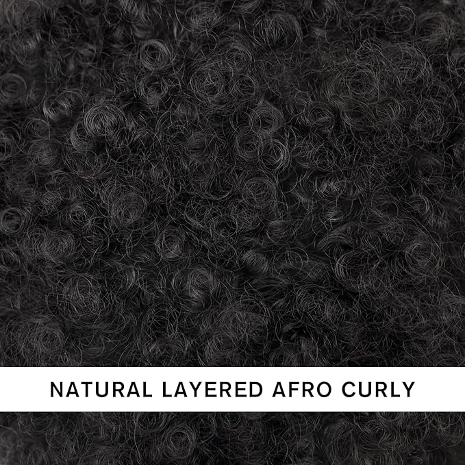 AISI QUEENS Afro Puff Clip On Synthetic Ponytail Extension for Black Women, Natural Black Short Kinky Bun for Natural Hair(1B#)