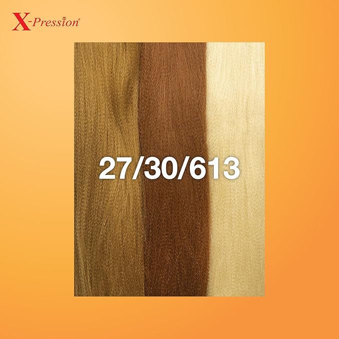 Sensationnel X-pression prestretched braiding hair - 3x braid 58 inch all kanekalon flame retardant synthetic braid for box braids and twists (1 pack, 27/30/613)
