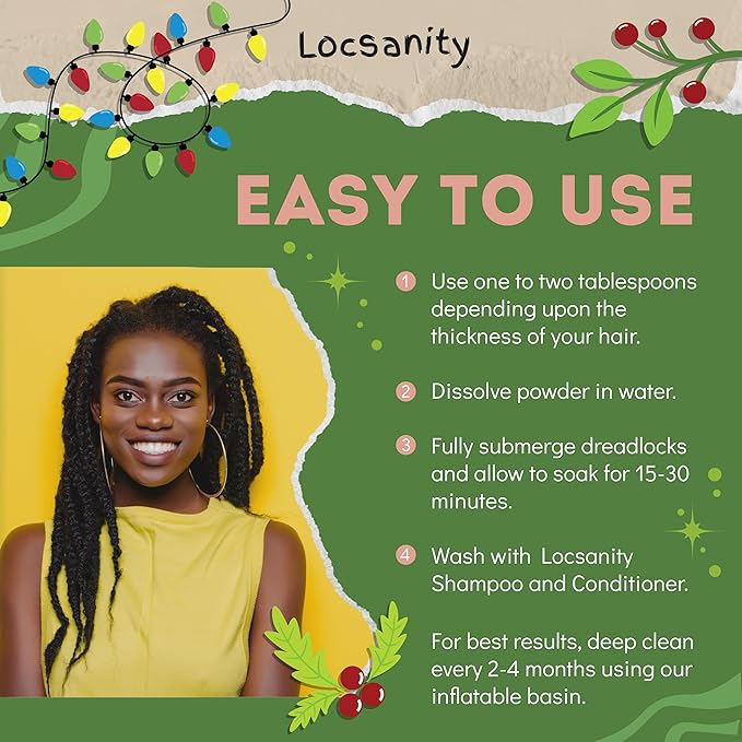Locsanity Dreadlock Hair Scalp Detox - Deep Clean Dreadlock Powder, Cleansing Conditioner - Natural Hair Cleanser for Build Up - ACV Alternative, Loc Care and Maintenance Products