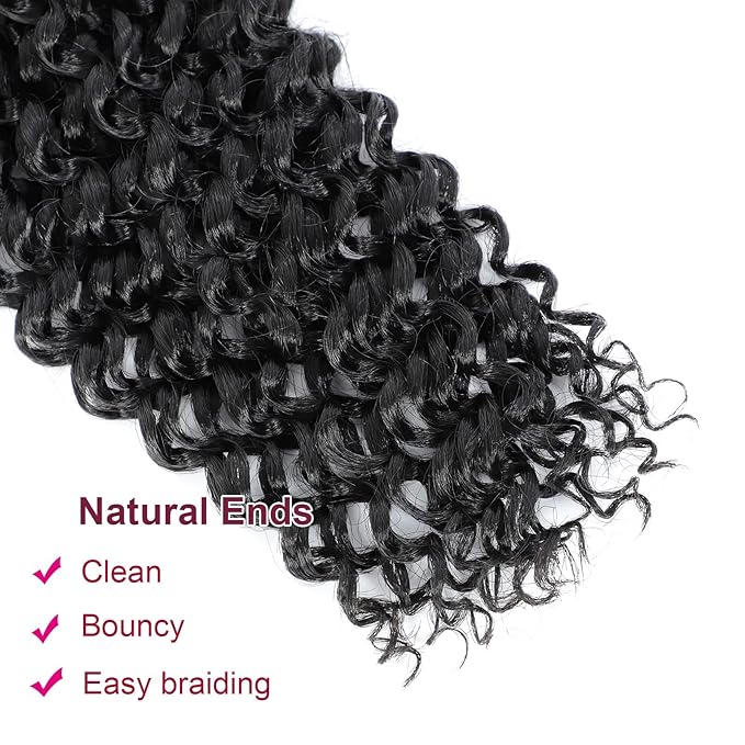 Dansama 2 Packs Passion Twist Hair Water Wave Braiding Hair for Butterfly Style Crochet Braids Bohemian Hair Extensions (18inch (Pack of 2), #1B)