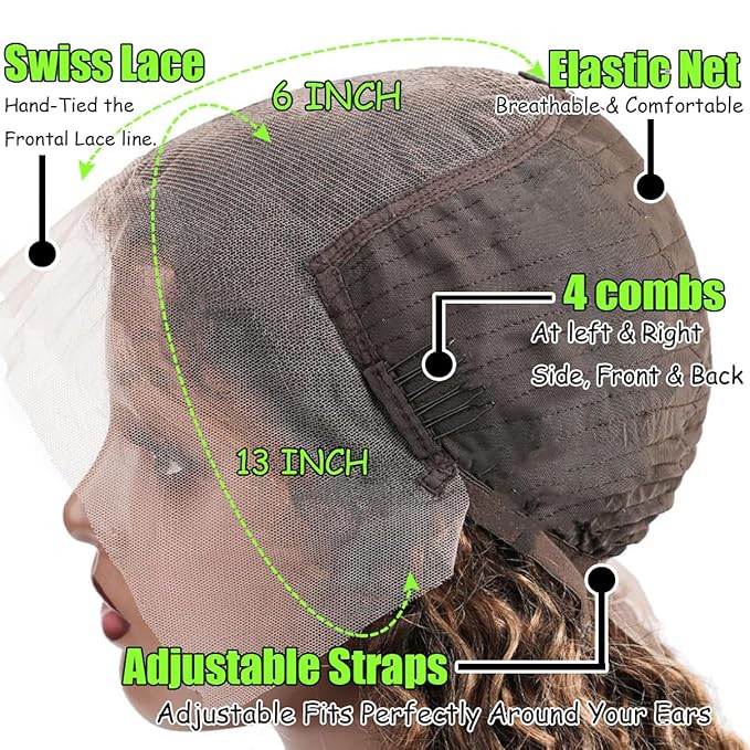 22 Inch Highlight Honey Blonde Lace Front Wig 13×6 Ombre P4/27 Highlight colored Lace Front Wigs Human Hair Pre Plucked Bleached Knots 180% Density