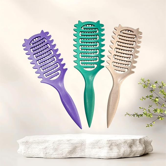 New Curl Defining Brush Ventilated Boar Bristle Hair Brush,Curl Brush For Curly Hair Wet,Curly Hair Brush For Women's Men's(Black)