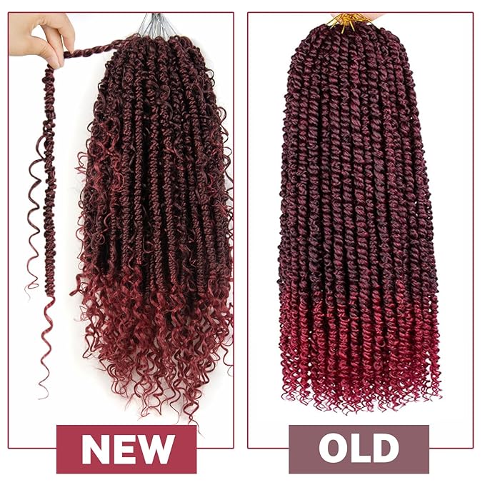 Passion Twist Crochet Hair 18 inch Pretwisted Passion Twist Hair with Curly ends, Pre-looped Braided Crochet Bohemia Short Passion Twist Braided Hair for Women 96pc