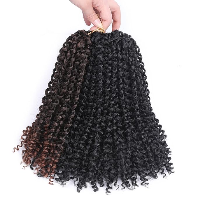 LADY MIRANDA Afro kinky Curly Braiding Hair Extensions Jerry Curl Crochet Hair for Black Women 6X Braid Hair Short Synthetic Hair Styles (1B+1B/30, 10 Inches)