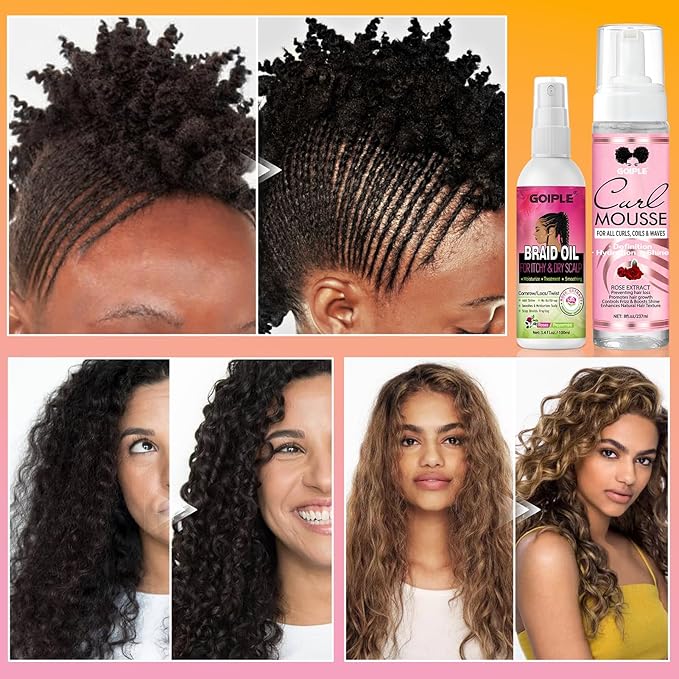 Braid Oil for Soothes Moisturizes Dry & Itchy Scalp Braiding Scalp Oil for Locs & Twists - Mousse for Braids Curl Styling for Women - Definition Curl Control Braid Mousse Hair Foam for All Braids Hair