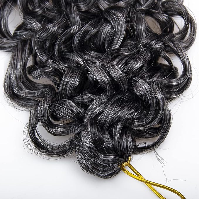 6 Packs Curly Crochet Hair for Women 18 Inch GoGo Curl Crochet Hair Water Wave Synthetic Hair Extensions (18 inch(Pack of 6), T1B/Grey)