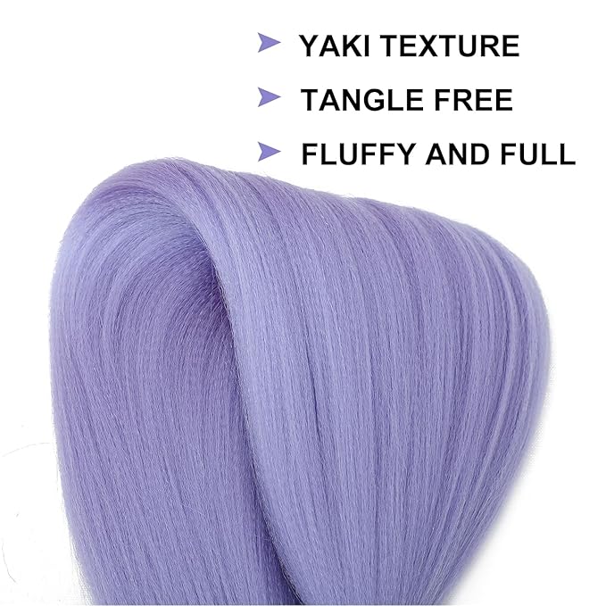 Light Purple Braiding Hair Extensions Rumi Wig Hair Pre Stretched Lavender 20 Inch 3 Packs Professional Easy Braiding for Crochet Braids Twists Locs Hair Soft Yaki Texture Hot Water Setting Synthetic