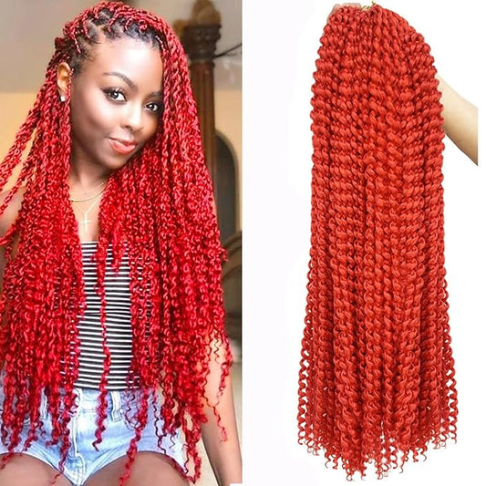 Red Passion Twist Hair, 30 Inch 7 Packs Water Wave Crochet Hair,Wrap Braiding Hair For Passion Twist Crochet Hair/Butterfly Locs/Spring Twist Crochet Braids Boho Hair Extension (30in,Red#)