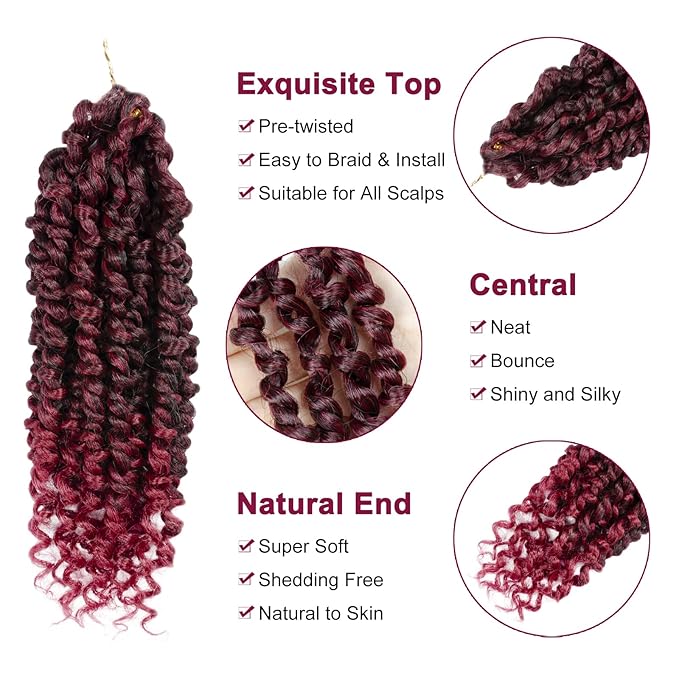 Passion Twist Hair For Kids - 8 Packs 8 Inch Passion Twist Crochet Hair For Women, Crochet Pretwisted Curly Hair Passion Twists Synthetic Braiding Hair Extensions(8 Inch 8 Packs, TBUG)