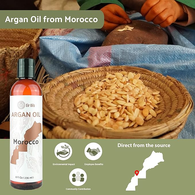 Argan Oil for Hair Growth Oil 4 Gallon (Aceite de Argan) - 100% Pure Cold Pressed Moroccan Oils - Suitable for Colored & Damaged Hair, Face, Body Oils, Nail & Scalp