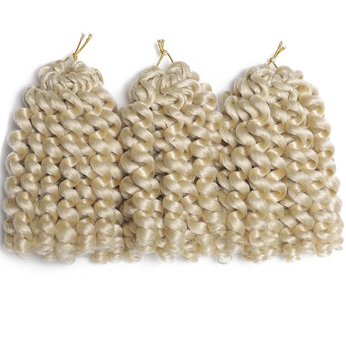 3 Packs Jamaican Bounce Crochet Hair 2X Ringlet Wand Curl 8 inch Blonde Synthetic Crochet Braids Extensions Crochet Braiding Hair 20 Roots (#613)