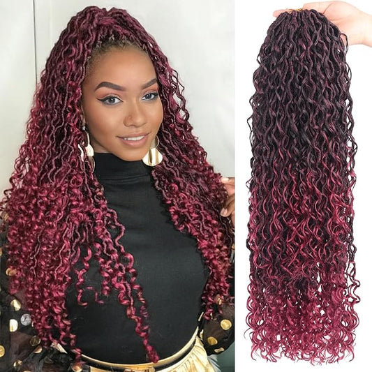 Goddess Locs Crochet Hair 24 Inch 9 Packs Synthetic Faux Locs Crochet Hair for Black Women, River Locs Hair Extensions Style Pre looped Crochet Locs with Curly Ends
