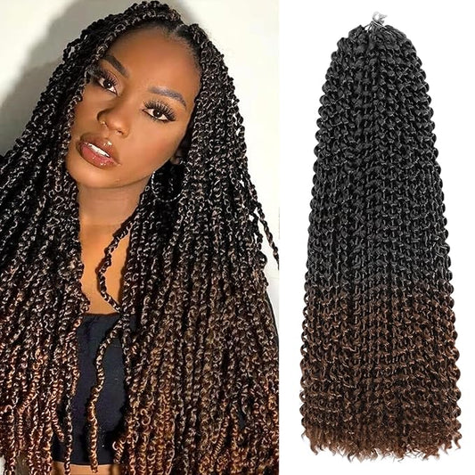 Passion Twist Hair 16 Inch 8 Packs Water Wave Crochet Hair Bohemian Braiding Hair Pre Looped Crochet Braids Hair Extensions For Black Women （T/30#）