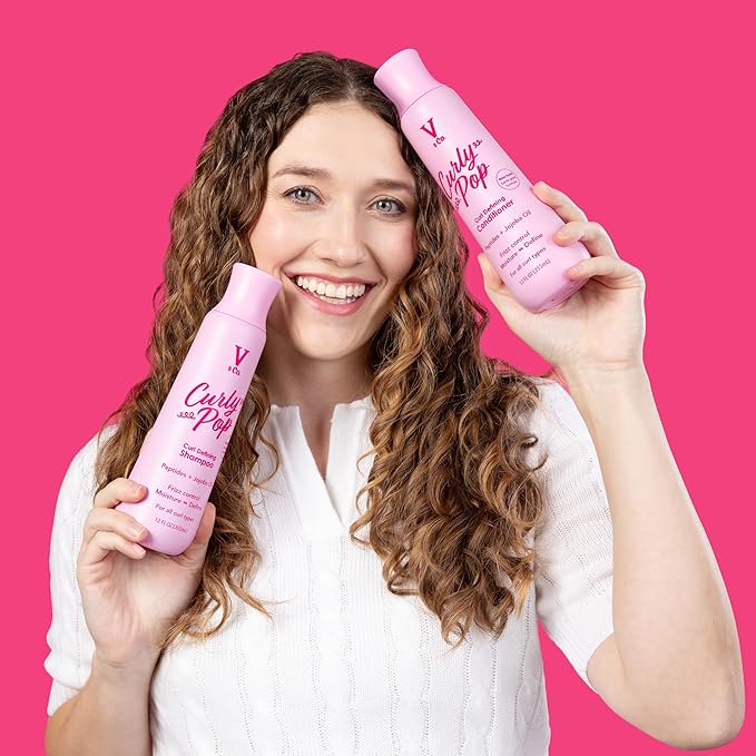 V&Co. Beauty Curly Hair Shampoo & Conditioner Set (12 Oz. Each) with Peptide Technology, Enhances Curl Definition, Sulfate Free Conditioner and Shampoo for Naturally Curly Hair, Gentle, Color Safe