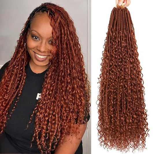 Goddess Locs Crochet Hair-30 Inch 8 Packs Boho Faux Locs Crochet Hair for Black Women Pre Looped Soft Locs with Curly Ends (#30, 30 Inch(Pack of 8))
