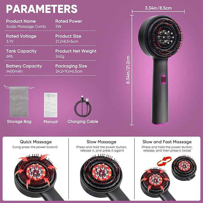 3 in 1 Scalp Massager Hair Growth Hair Oil Applicator,Electric Scalp Brush for Home,IPX7 Waterproof Electric Head Massager