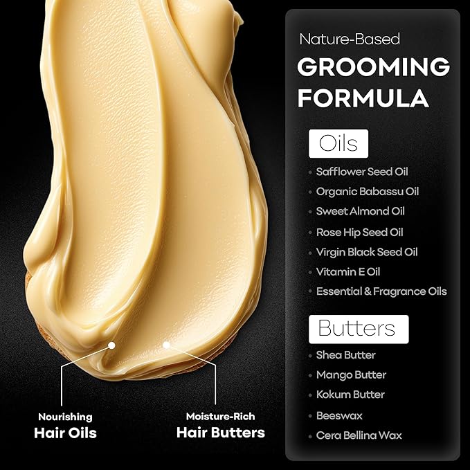 BAHAWAT Hair & Beard Butter for Men Leave-in Conditioner - Fresh Spicy & Wood scent - Strengthen & Soften– Made in USA -Organic Natural Ingredients | The Best Beard Butter - 2 oz.