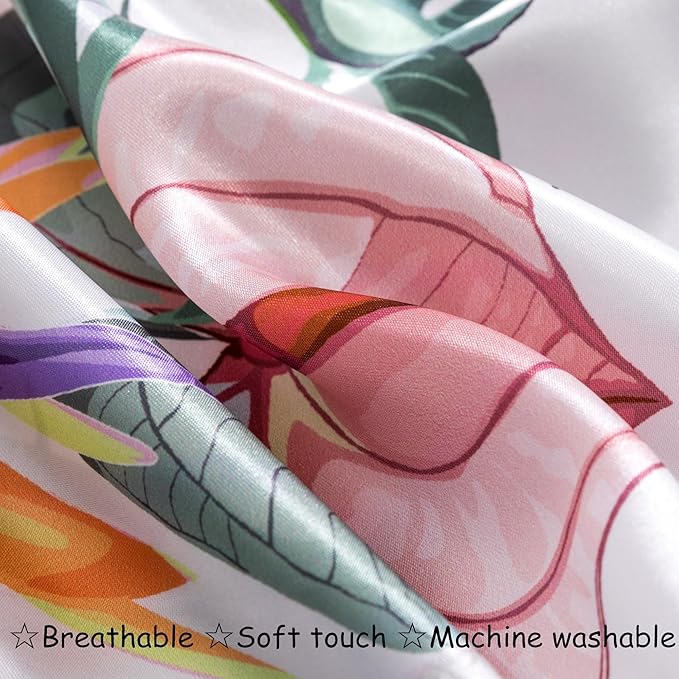 Satin Pillowcase for Hair and Skin, Soft and Cooling Similar to Silk Pillow Cases 2 Pack with Envelope Closure Standard Size Satin Pillow Covers, Gifts for Women(20"x26", Floral Bird)