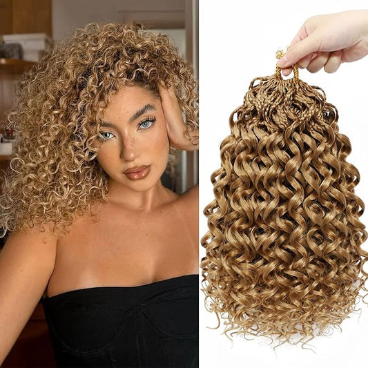 7 Packs Gogo Curl Crochet Hair for Women 12 Inch Pre-Twisted Curly Crochet Hair Deep Ocean Beach Curl Crochet Braids Synthetic Braiding Hair Extensions (12 Inch, 27)
