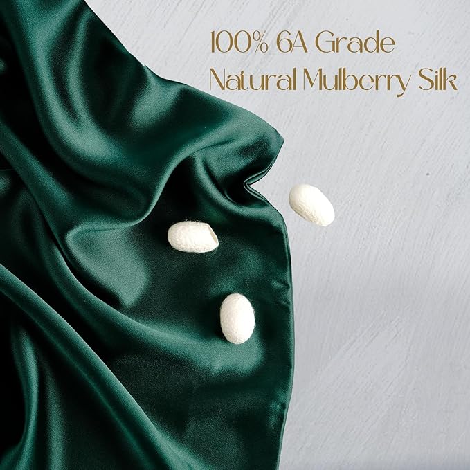 ZIMASILK 100% Pure Mulberry Silk Pillowcase for Hair and Skin Health,Soft and Smooth,Both Sides Premium Grade 6A Silk,600 Thread Count,with Hidden Zipper,1pc (Queen 20''x30'',Blackish Green)