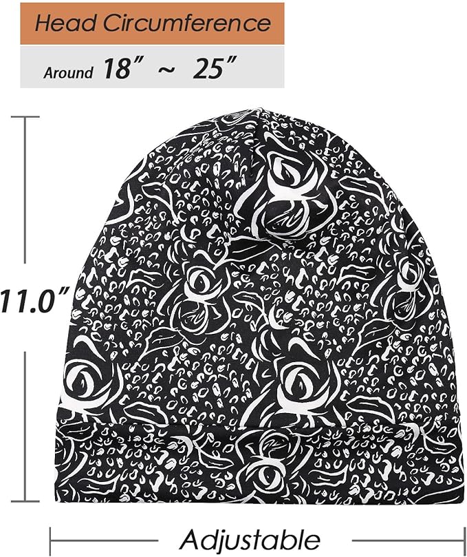 Adjustable Satin Lined Sleep Cap for Dreadlocks Curly Hair Large Head-Stay On Overnight
