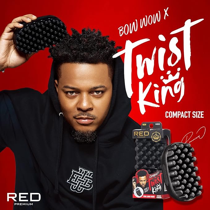 Red by Kiss Bow Wow X Twist King Luxury Twist Styler Washable and Durable Twist Brush for Afro Curl (Mini)