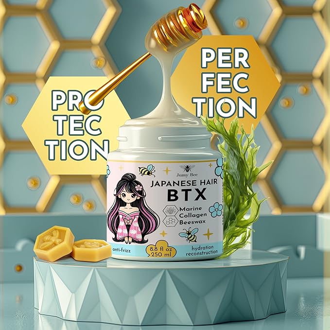 HAIR MASK FOR DAMAGED HAIR TREATMENT Japanese BTX - 8.8 oz Collagen & Keratin Treatment with Beeswax & Seaweed, Intense Hydration, Anti-Frizz,Formaldehyde-Free,Protein Repair for Dry Hair