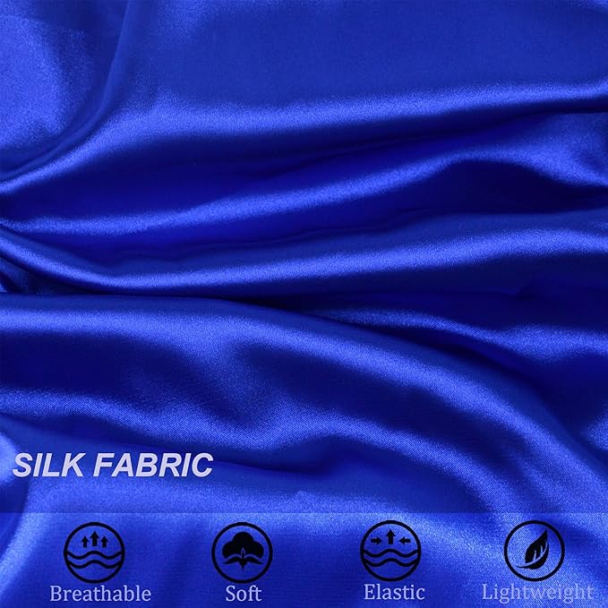 Silk Bonnet for Sleeping Satin Bonnets Double Layer Reversible Hair Cap Bonnet for Women Long Curly Braid Hair (Royal Blue)