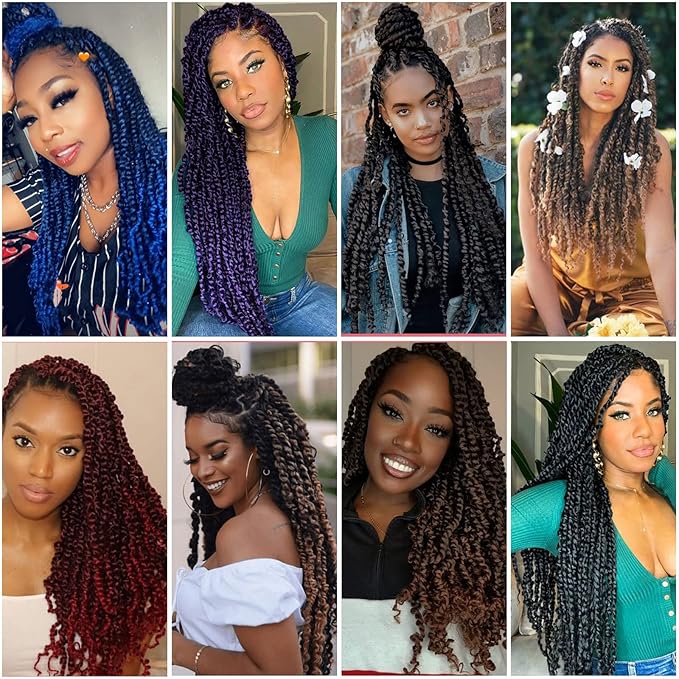 6 Packs Passion Twists Hair 18inch Ombre Blue Water Wave Crochet Hair for Butterfly Soft Locs Synthetic Crochet Hair Passion Twist Long Bohemian Locs Braiding Hair Extensions (18" 6packs Tblue#)