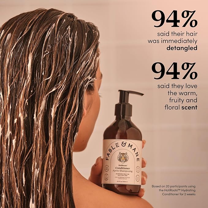 Fable & Mane Hydrating Conditioner, Nourishes Dry, Damaged Hair. Reduces Frizz with Turmeric and Coconut Oil. For Medium to Thick Hair Types