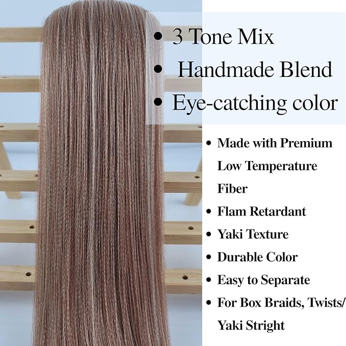 Ash Brown Braiding Hair Pre stretched 26 Inch Synthetic Long Hair Extensions for Braiding Yaki Knotless Ez Braids