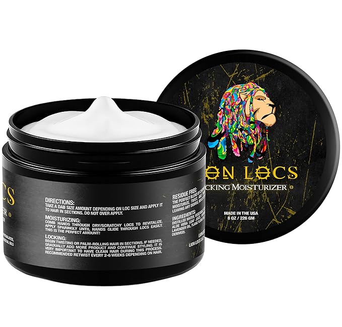 Lion Locs Hair Locking Dreads Moisturizer for Dreadlocks, Locks, Microlocs, Interlocks, Braids, Fauxlocs, Sisterlocks | - Large Container Residue and Build-Up Free (8oz) (Regular)