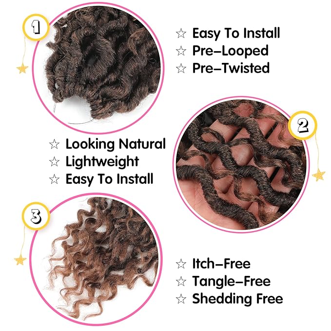 Fulcrum Goddess Locs Crochet Hair 10 Inch, 8 Packs New Faux Locs Crochet Hair for Black Women, Crochet locs with Curly Ends (10Inch (Pack of 8), T30#)