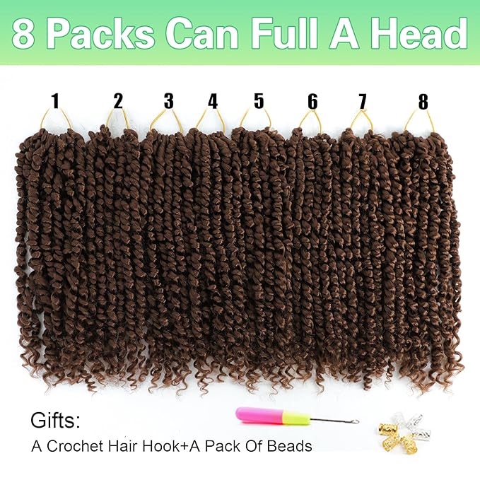Passion Twist Crochet Hair 10Inch Passion Twist Hair 8 Packs Soft Pre-Twisted Passion Twist Curly Crochet Hair for Black Women 30#