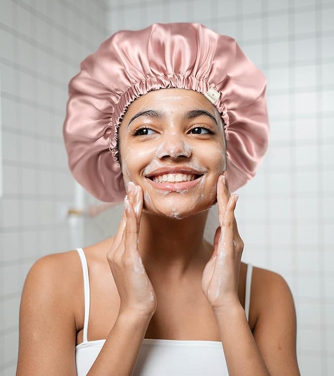 YANIBEST Adjustable Satin Bonnet Double Layer Hair Bonnet for Sleeping Bonnets for Women Hats Curly Natural Hair, Burgundy