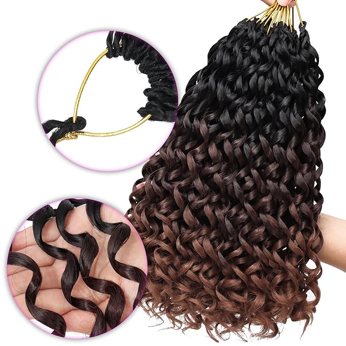 7 Packs GoGo Curl Crochet Hair 12 Inch Short Curly Crochet Hair for Women Beach Curl Water Wave Deep Twist Crochet Braids Synthetic Braiding Hair Extensions (12 Inch, T1B/4/30)