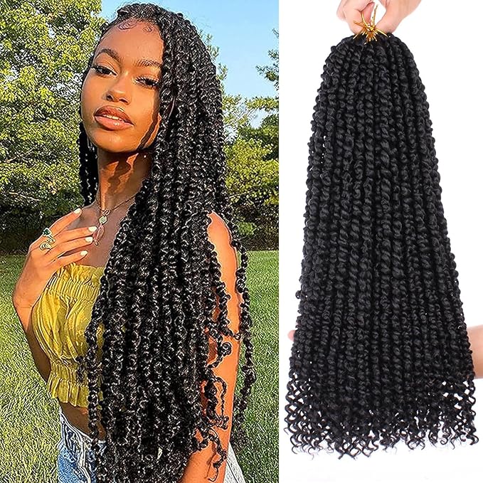 Xtrend 8packs 22inch Pre-twisted Passion Twist Hair Natural Black Pre-looped Passion Twists Crochet Braids Synthetic Hair Extensions Crochet Hair For Women (8packs, 2#)