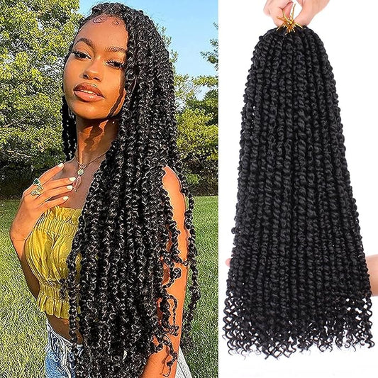 Xtrend 8packs 22inch Pre-twisted Passion Twist Hair Natural Black Pre-looped Passion Twists Crochet Braids Synthetic Hair Extensions Crochet Hair For Women (8packs, 2#)